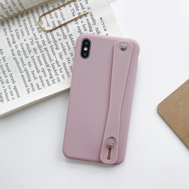 Pink LOVECOM сплошной карамельный цвет ремешок для телефона чехлы для iPhone 11 Pro Max XS Max XR 6 6S 7 8 Plus X Мягкая силиконовая задняя крышка - Цвет: Pink