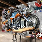 3D настенная роспись, индивидуальный заказ, мотоцикл, уличное искусство, граффити, обои для кафе, KTV, бара, настенное покрытие для детской комнаты, фрески