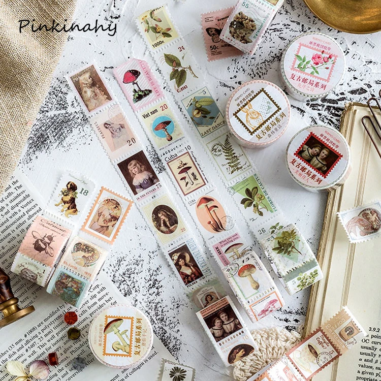 Миниатюрные стикеры в стиле ретро Маскировочная лента с цветными рисунками