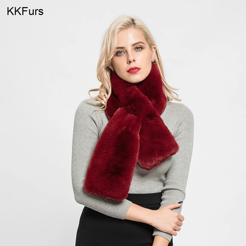 KKFurs женский шарф из искусственного меха Зимние теплые шали модный стиль высшее