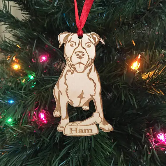Personalized Dog Ornament Lover Gift Pit Bull Pitbull Christmas Holiday | Дом и сад