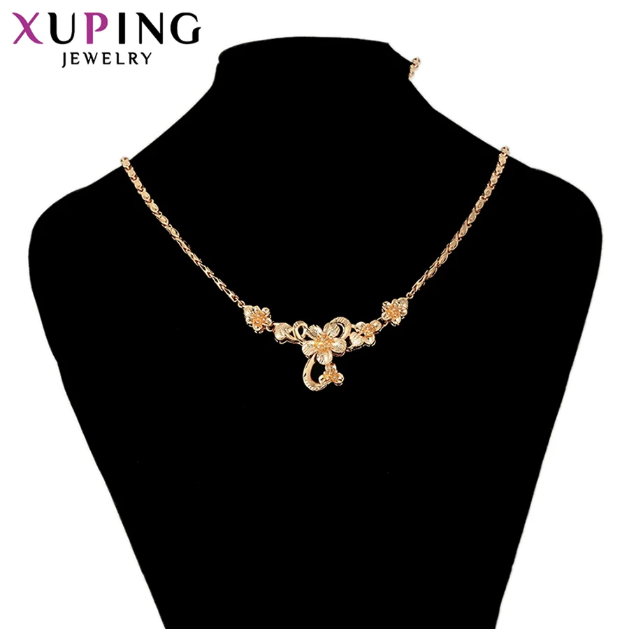 Xuping Jewelry Design Big Flower Necklace for Girls Christmas Gifts Gold Color Plated Vintage Chain S116-44399 | Украшения и