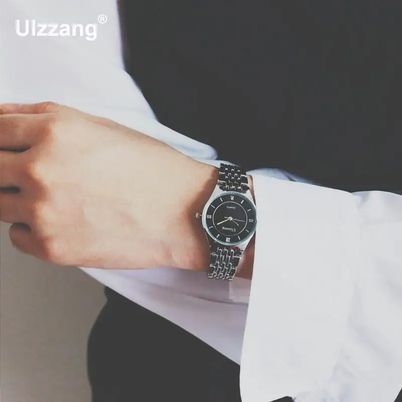 Высококачественные кварцевые наручные часы Ulzzang полностью из нержавеющей стали