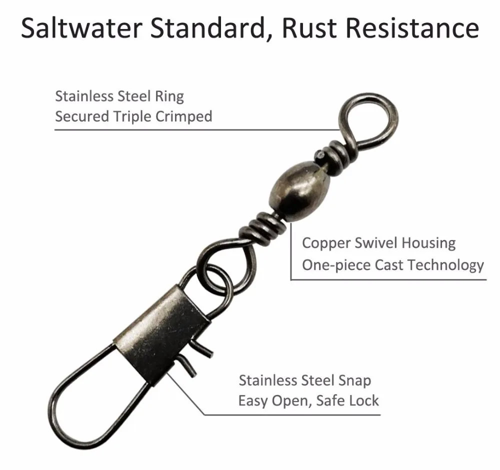 Легко ловить 10 шт. баррель рыболовная вертлюг с блокировкой оснастки черный