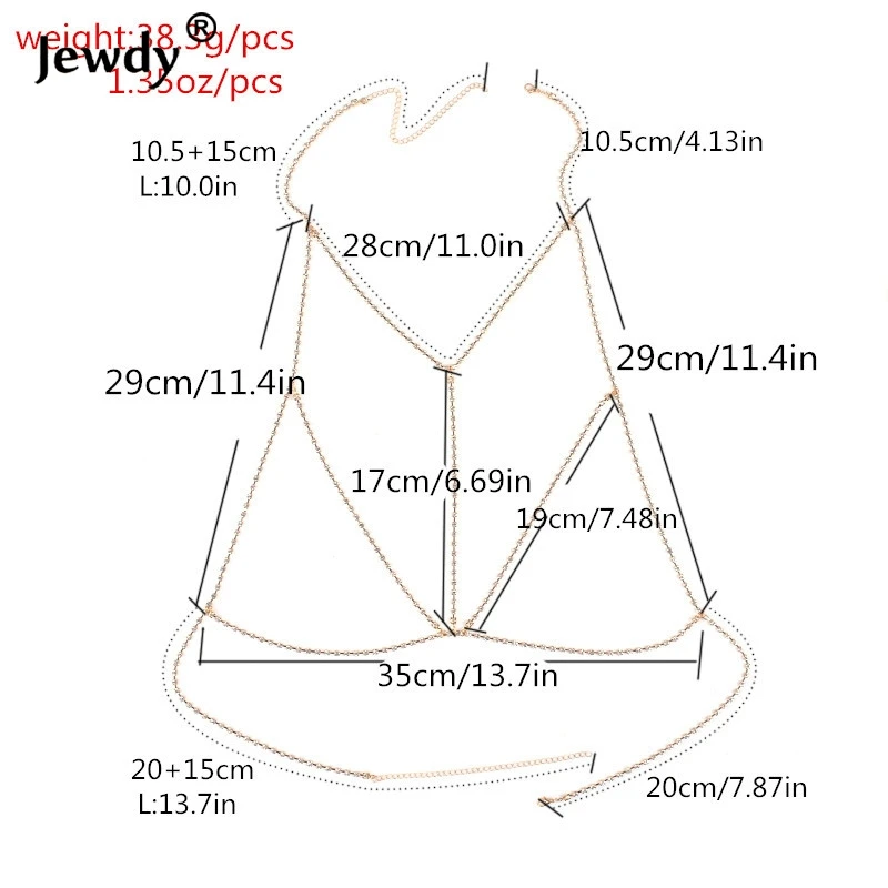 Jewdy Кристальные цепочки для тела стразы открытый бюстгальтер цепочка ожерелье