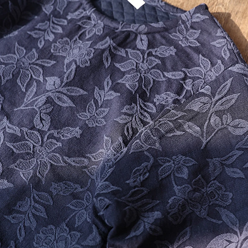 Женское платье с длинным рукавом Johnature винтажное жаккардовое и о вырезом 2019|linen dress|cotton linen dressdress quality |
