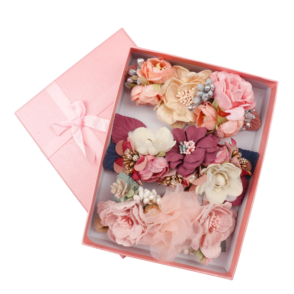 IBOWS Hair Accessories Lovely Baby Headband Fake Flower Nylon Hair Bands For Kids Artificial Floral Elastic Head Bands Headwear