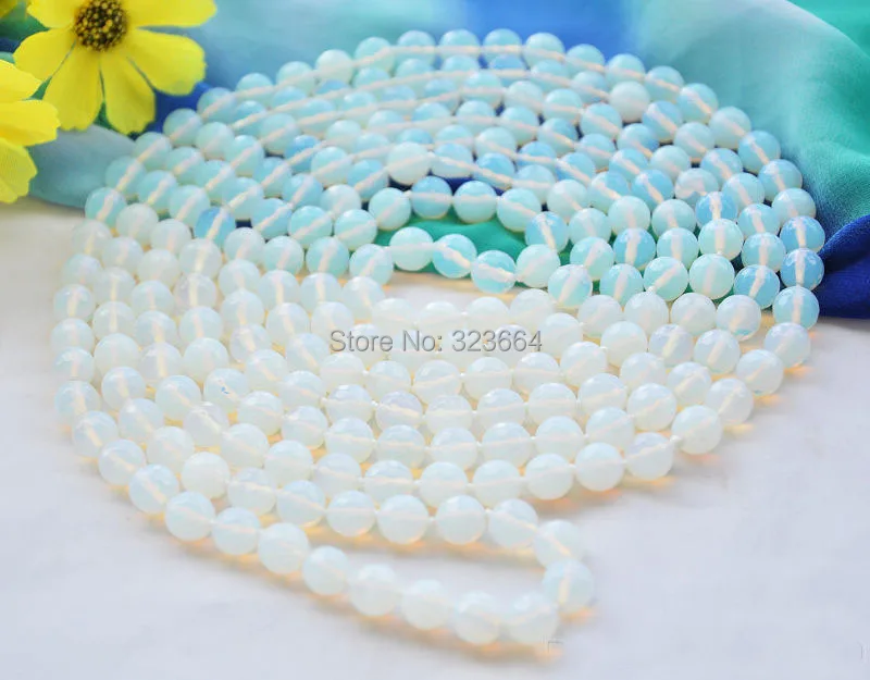 Круглое ожерелье из белого опала 10 мм 100 дюйма | Украшения и аксессуары