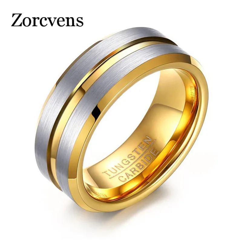ZORCVENS 2021 New Gold-Color 8mm Tungsten Rings for Men | Украшения и аксессуары