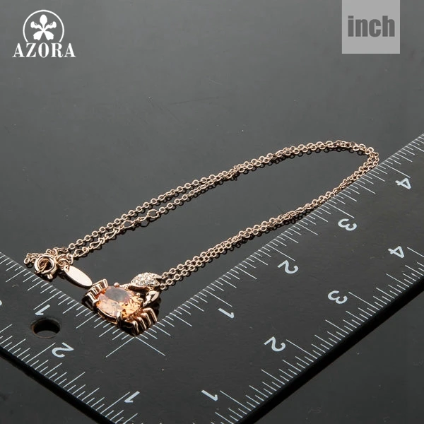 Азора Lucky Crab розовое золото цвет Большой Кубический Кристалл Мода Ювелирная подвеска к одежде цепочки и ожерелья TN0081