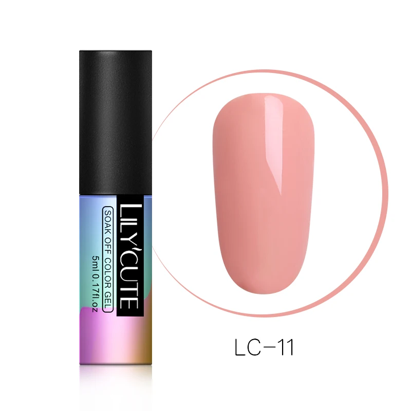 LC-11 LILYCUTE Nude чистый цветной Гель-лак замочить от УФ светодиодный Гель-лак стойкая черная белая розовая основа Гель-лак для маникюра - Цвет: LC-11