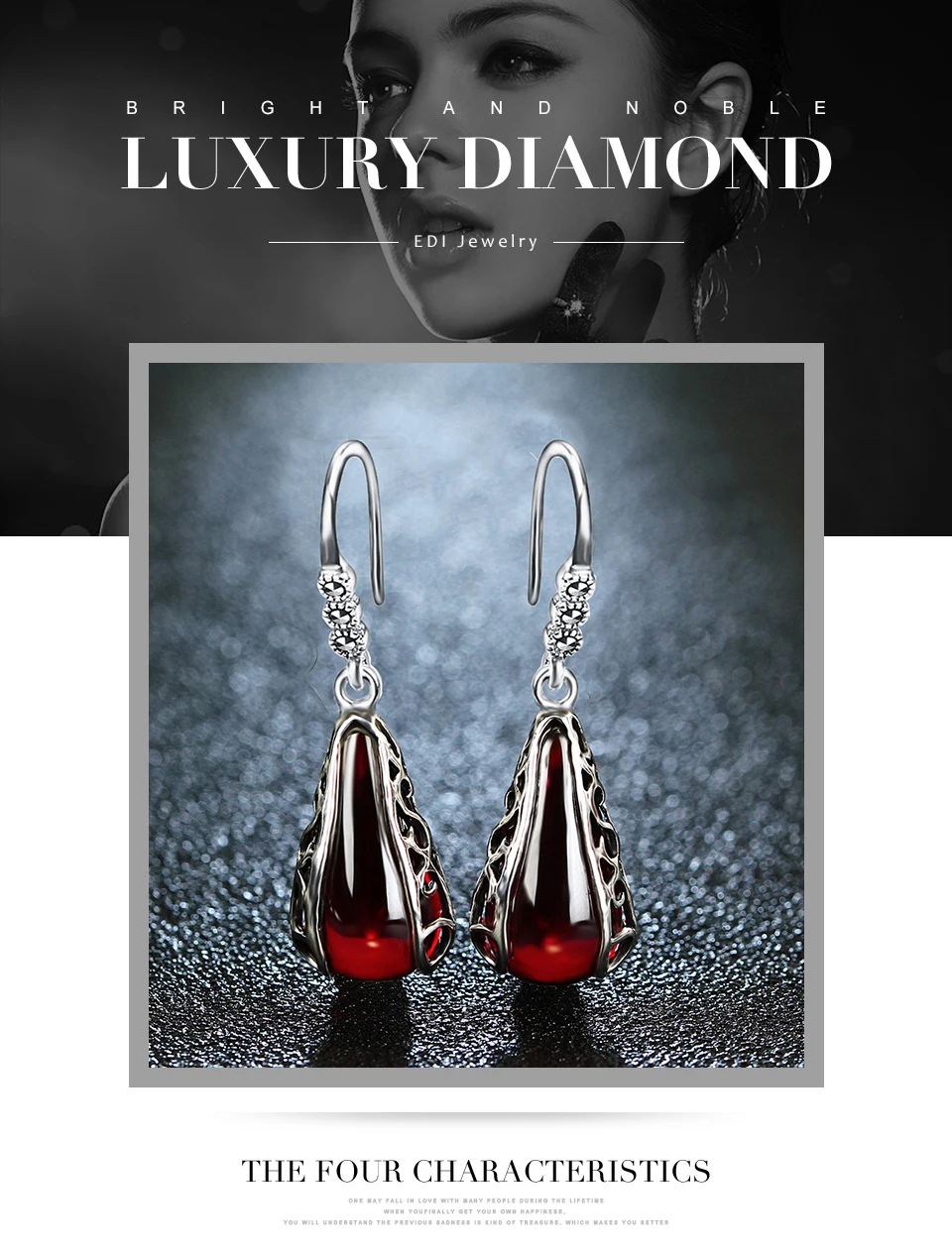 EDI Red Garnet шикарные серьги в форме капель Стиль Серебро 925 пробы ювелирные изделия для женщин