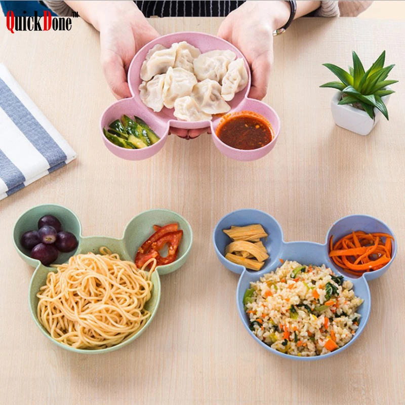 Детская мультяшная Микки миска Пшеничная солома детская твердая для кормления