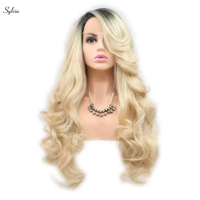 Парик для женщин с длинными волнистыми волосами и темными корнями|wave lace front wig|wave