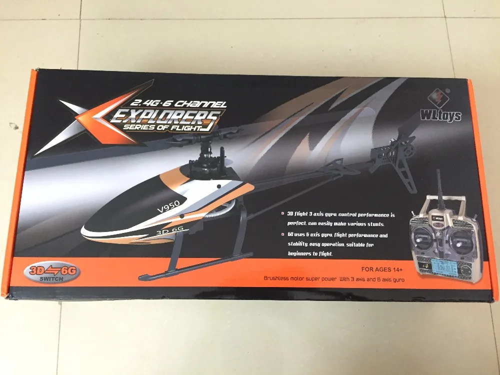 WLtoys V950 6CH 3D6G система Flybarless большой Радиоуправляемый вертолет с бесщеточным