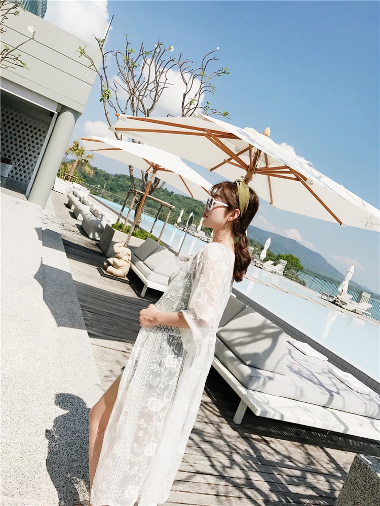 Новое летнее платье 2018 женское винтажное стильное кружевное платье-кардиган с