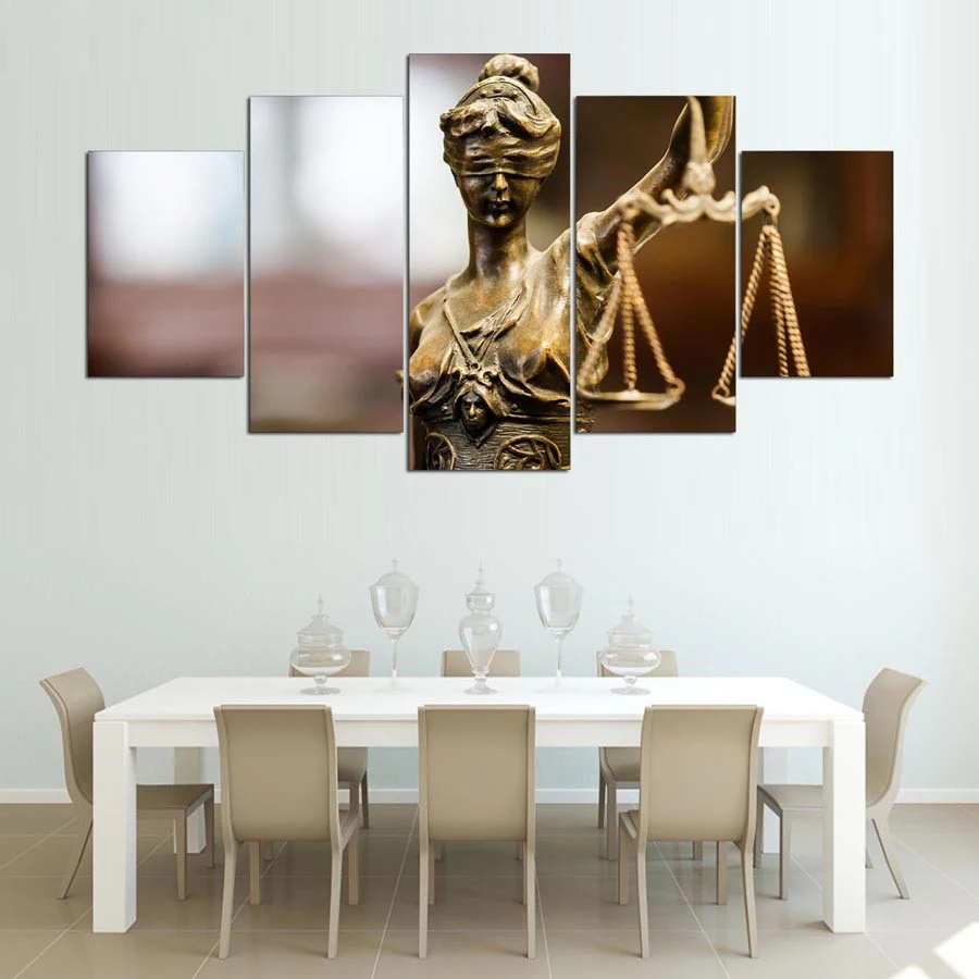 

Vintage Poster Old Goddess Of Justice Prints Home Decoration 5 Panels Wall Art Pictures For Living Room Canvas Painting No Frame