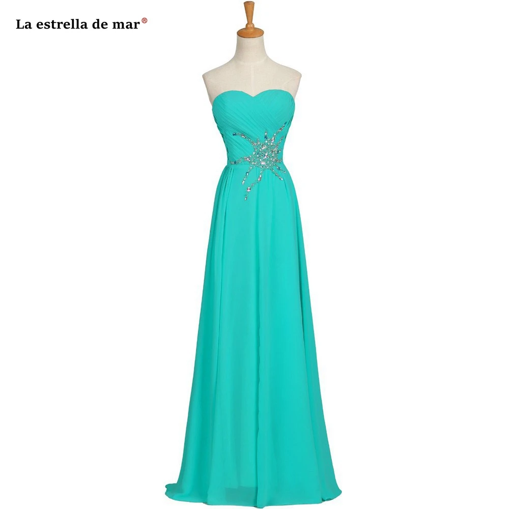 Vestido длинное платье для матери невесты Горячая шифон с открытыми плечами Кристалл спинки линии бирюзовое платье для подружки неветы Большие размеры Свадебная вечеринка