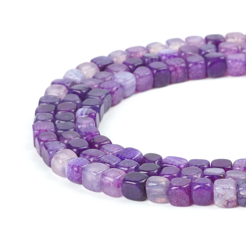 Purple-6mm Красочные Каменные Бусины полосатый Сердолик паутина Трещины Агат квадратный желе оникс 6 мм бусины для изготовления ювелирных изделий DIY Аксессуары - Цвет: Purple-6mm
