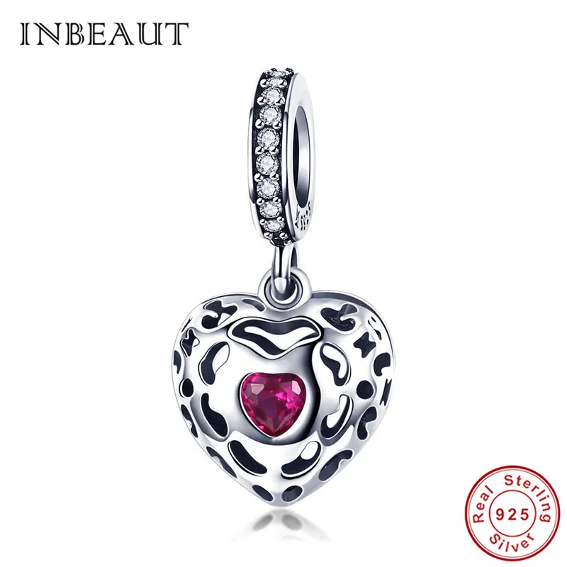 INBEAUT, 925 пробы, серебряные подвески в виде сердца, подходят к оригиналу, браслет для мамы и сестры, милые бусы для маленькой девочки, изготовление ювелирных изделий - Цвет: s1007