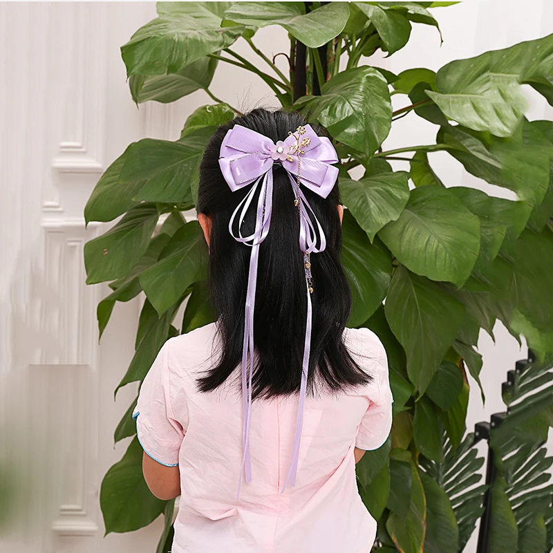 Children's hair accessories Chinese ancient costume headdress style ribbon bow retro tassel | Детская одежда и обувь