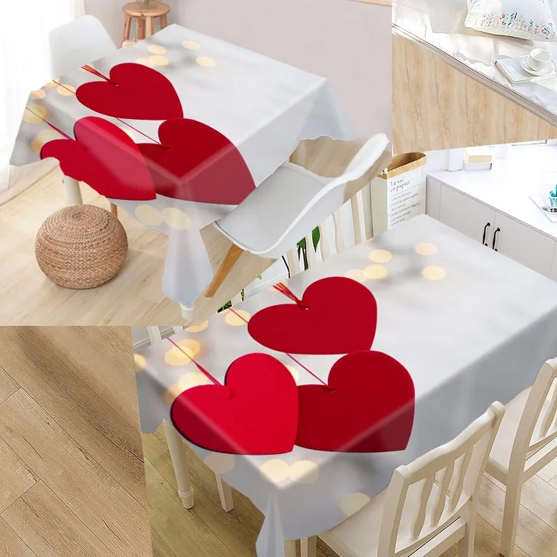 tablecloth Сердце фон покрытие стола печати влагостойкая скатерть более Размеры скатерти Кухня свадебное оформление отеля - Цвет: tablecloth