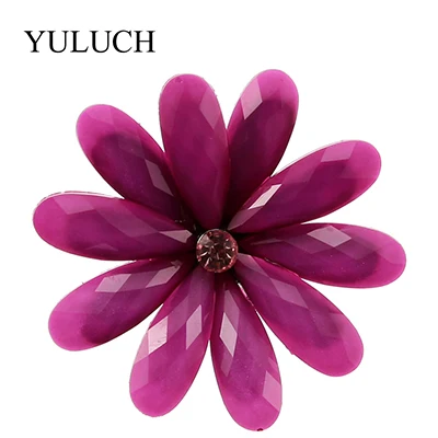 YULUCH, новинка, 6 цветов, полимерная брошь, большие цветы, броши для женщин, модное ювелирное изделие, Броши ручной работы - Окраска металла: Purple