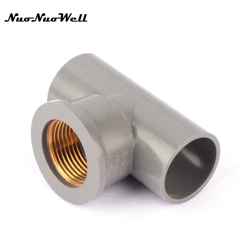 

1pcs NuoNuoWell PVC 1" to 32mm Pipe Brass Female Thread Tee Connector Garden Hose Parts Irrigation Watering System Fittings