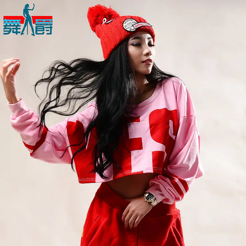 2014 Spring New Fashion Harem Hip Hop Dance wear loose top short Costumes female plus size sexy T-shirt | Женская одежда