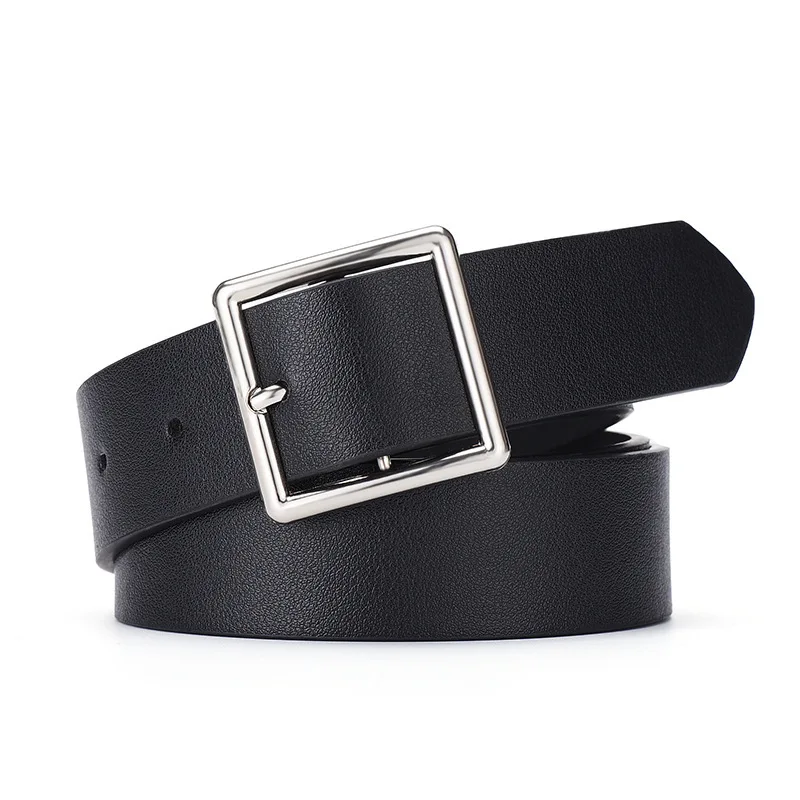 

Newest Design Woman Belt Silver Square Pin Buckle Leather Belts For Women Wide Wrap Cinturon Jeans Black Kemer Party Decorated