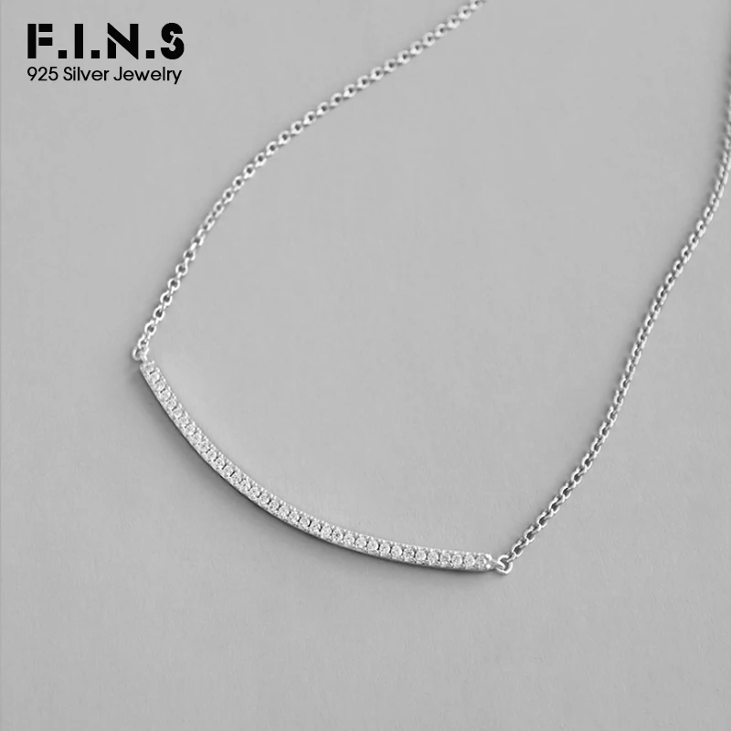 F.I.N.S минималистичное ювелирное изделие, 925 пробы, Серебряные дугообразные подвески для женщин, кубический цирконий, ожерелье, подвеска, хорошее ювелирное изделие