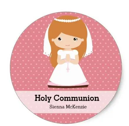 

1.5inch Holy Communion Girl Choose your background color Classic Round Sticker