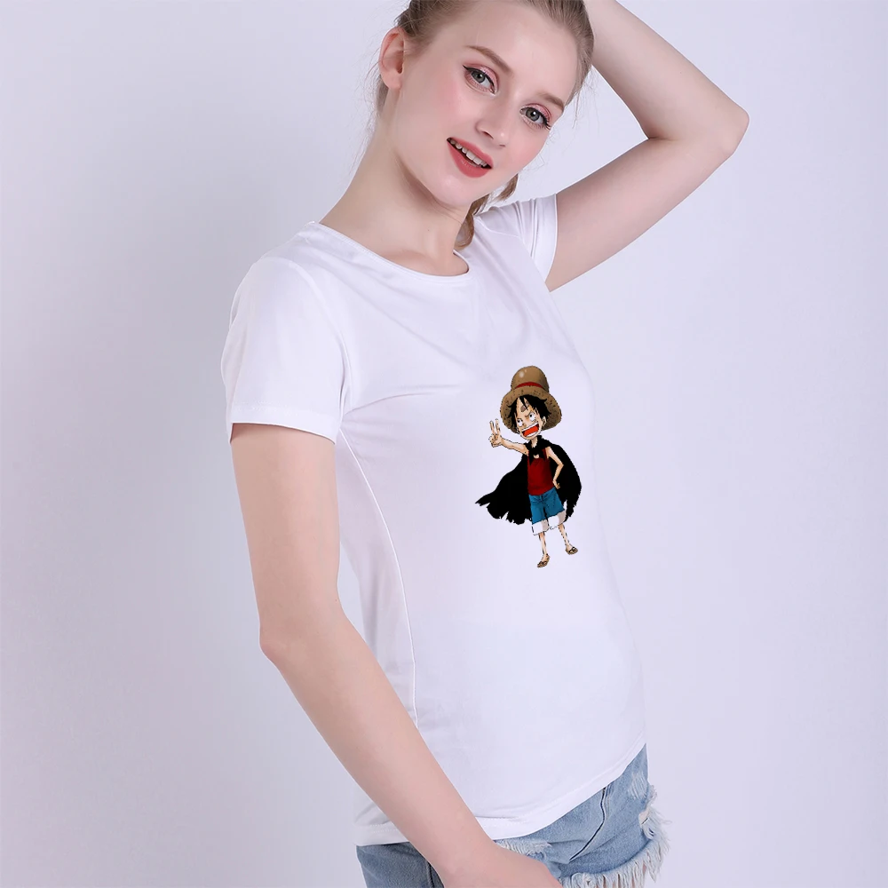 Японская аниме одна штука милый мультфильм Луффи модал Женская белая футболка