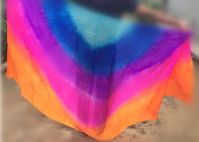 

Colorful Pure Silk Veil Belly Dance Hand Scarf Gradient Throw Scarves India Dance Props 250*114cm Half Moon Pink Free Shipping