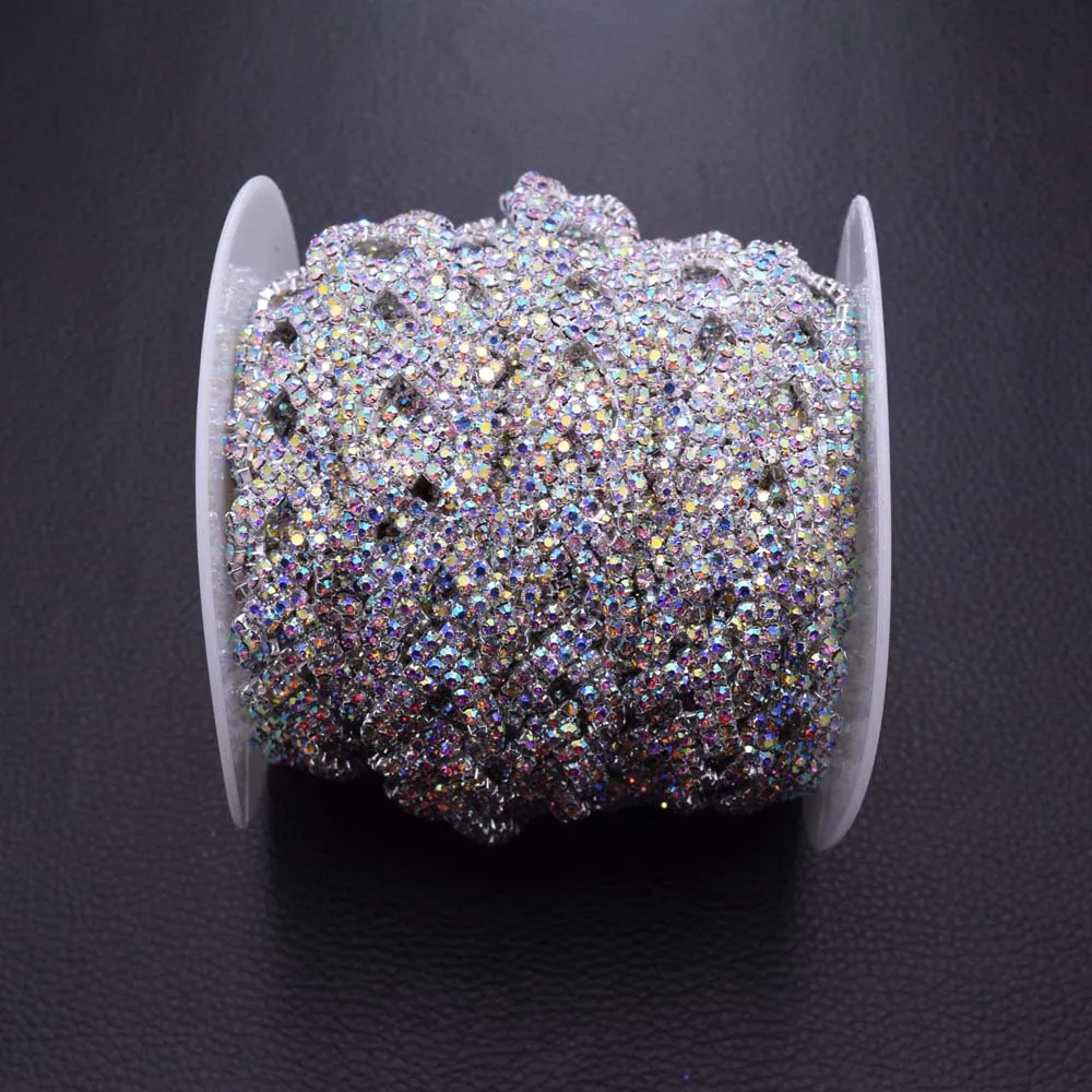 10 ярдов/партия блестящее прозрачное стекло AB женские свадебные стразы шьют на