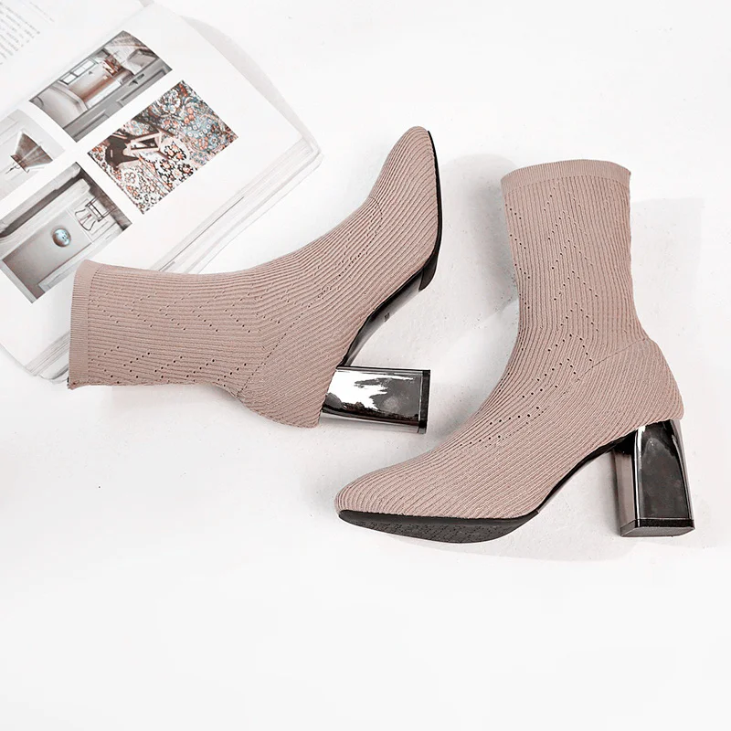 Size34-40 2019 Новое поступление элегантные весенние женские Сапоги Металлические
