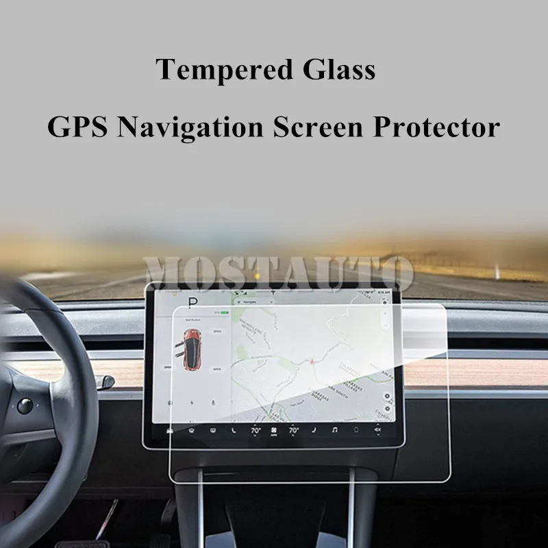 

15'' Tempered Glass GPS Navigation Screen Protector For Tesla Model 3 2016-2018 1pcs Car Accessories Interior Car Decor Car Trim