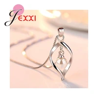 unique spiral pendant with pearls real 925 sterling silver box chains party choker necklace for women female wedding