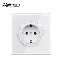 l6 pure white glass eu electrica wall socket german power outlet schuko with children protection