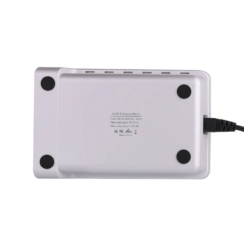 Kuyia 6 портов (3x2.4A 3x1A) USB зарядная станция с кабелями несколько устройств планшет