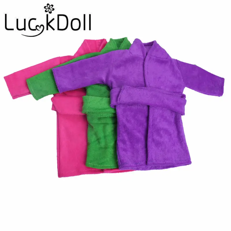

Бархатный банный халат LUCKDOLL, размер 18 дюймов, американский 43 см, Детская кукла, аксессуары, игрушки для девочек, поколение, подарок на день ро...