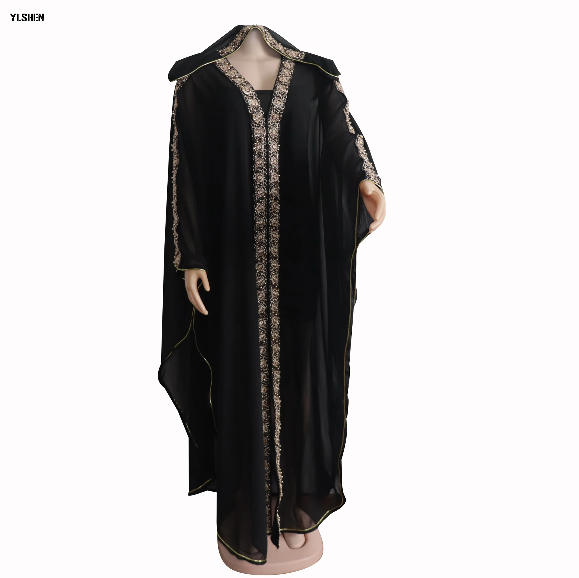 2021 с капюшоном летние африканские платья для женщин шифон Abaya Robe Femme размера плюс