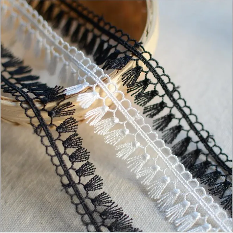 

Vintage Fringe Black White Lace Trim Edge Wedding Tassel Lace Tape Polyester Applique Sewing Craft Lace Ribbon