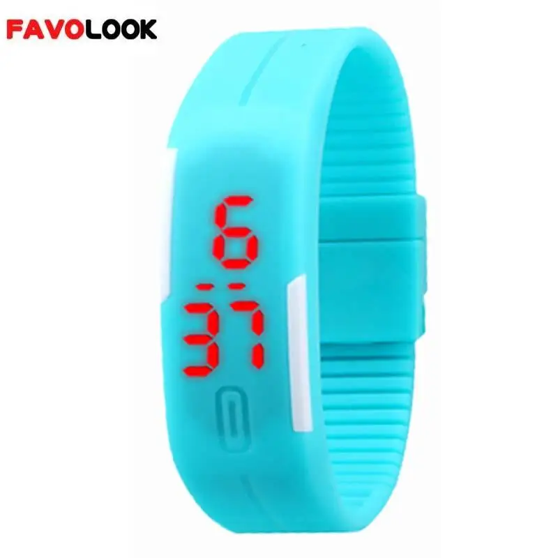 Горячая Мода Спорт светодиодный часы силиконовой резины Сенсорный экран