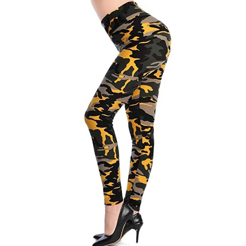 PD98 Camo Yellow INDJXND, женские облегающие спортивные леггинсы, высокая талия, пуш-ап, черные штаны из спандекса, леггинсы для тренировок, Femme, высокая эластичность, одежда - Цвет: PD98 Camo Yellow