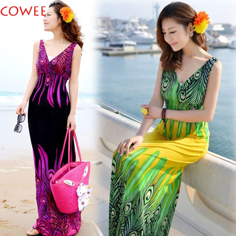 2015 NEW V-neck dress beach dress bohemian dress