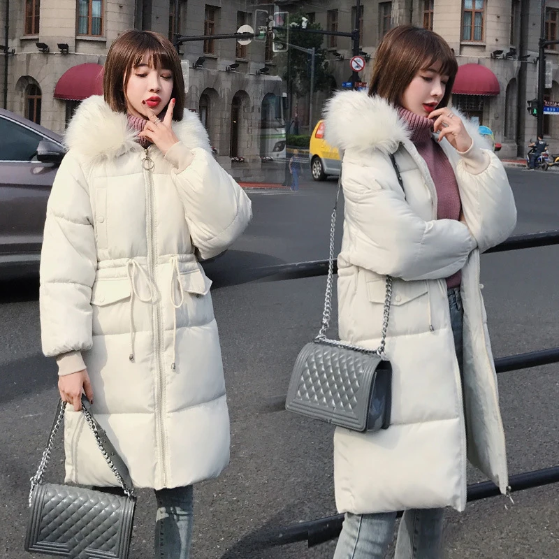 Зимняя куртка Новинки для женщин 2019 пальто искусственный мех енота воротник
