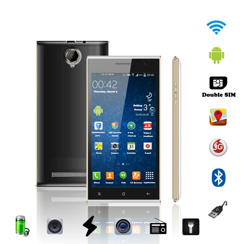 Anitech 3 Г 5.0 &quotДюймовый Оригинальный Смартфон Android 5.1 Мобильный Телефон Dual SIM