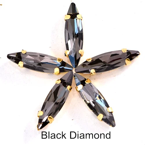 Black Diamond 50 шт 4x15 мм конский глаз Форма пришить стразы с коготь Кристалл Стекло Стразы с золотой коготь для Сделай Сам одежда B1194 - Цвет: Black Diamond