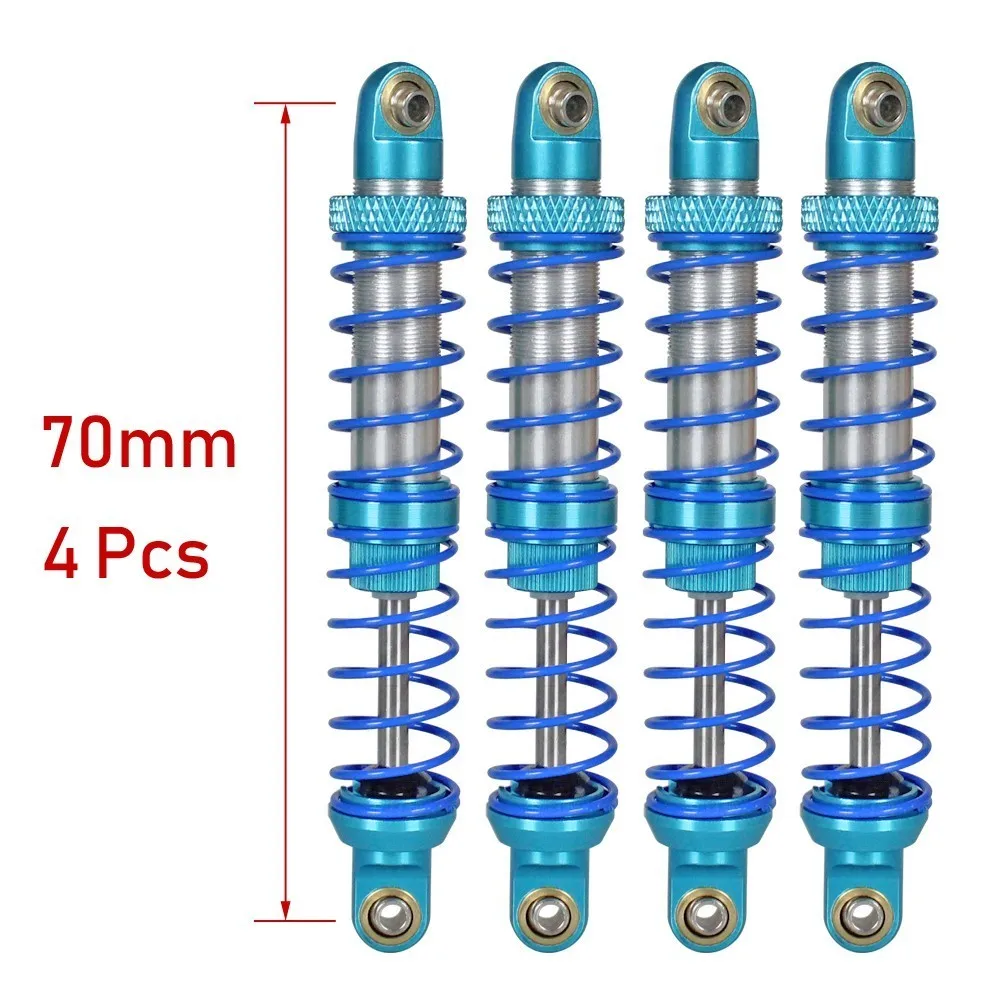 70mm 4pcs Масляный Регулируемый 80 мм, 90 мм, 100 мм, 110 мм, 120 мм, металлический амортизатор для 1/10 Rc автомобилей, запчасти для грузовиков, гусеничный осевой Scx10 Trx4 D90 - Цвет: 70mm 4pcs